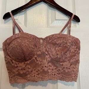 pink lace crop top